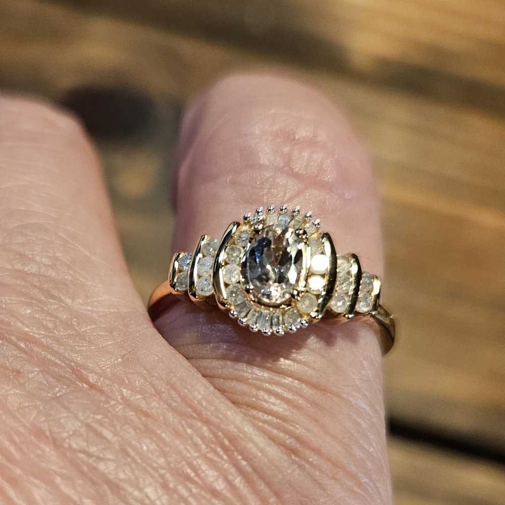 RareTurkizite & Diamond Halo Ring in Vermeil Yellow Gold Over Sterling Silver